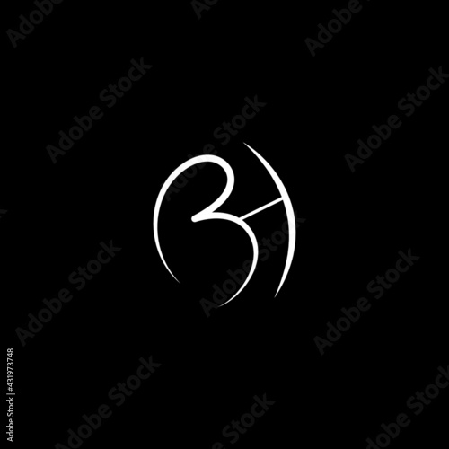 B H or bh initial handwriting logo template. signature logo concept. Hand drawn Calligraphy lettering illustration.