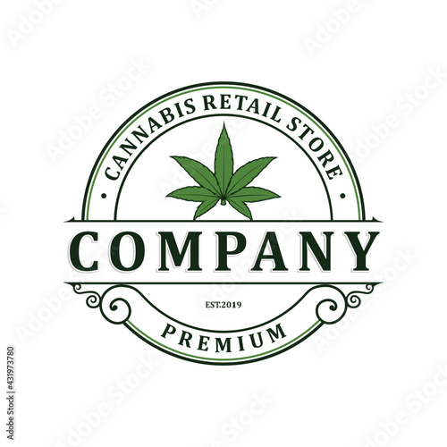 The premium cannabis store logo vector