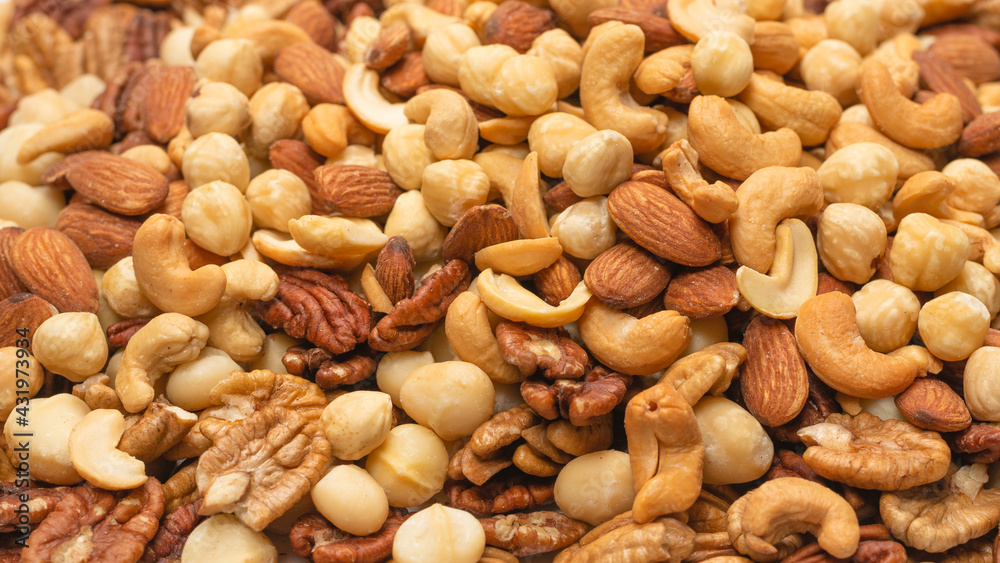 Mix of nuts isolated on white background. Top view. Mix of nuts isolated on white background. Top view.