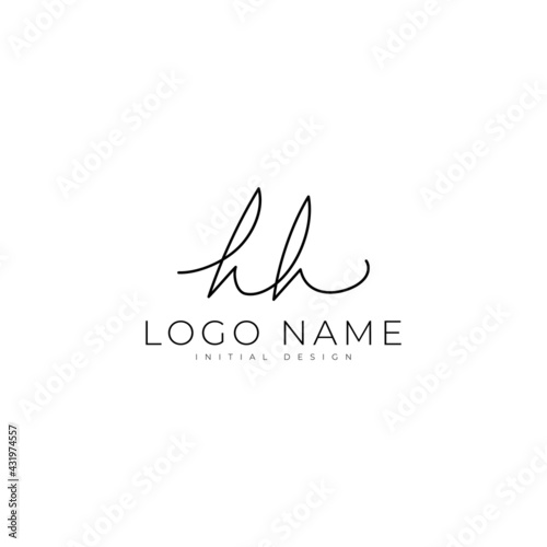 H H or hh initial handwriting logo template. signature logo concept. Hand drawn Calligraphy lettering illustration.
