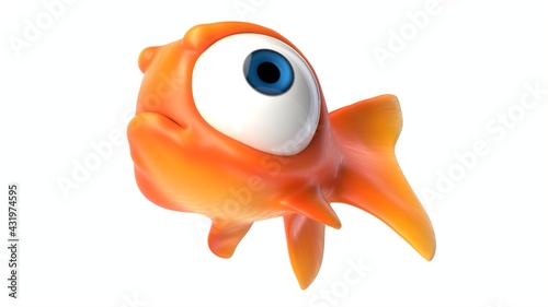 Fototapeta Naklejka Na Ścianę i Meble -  3D render of Cute angry Gold Fish 