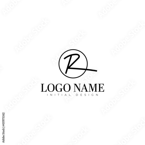 R initial handwriting logo template. signature logo concept. Hand drawn Calligraphy lettering illustration.