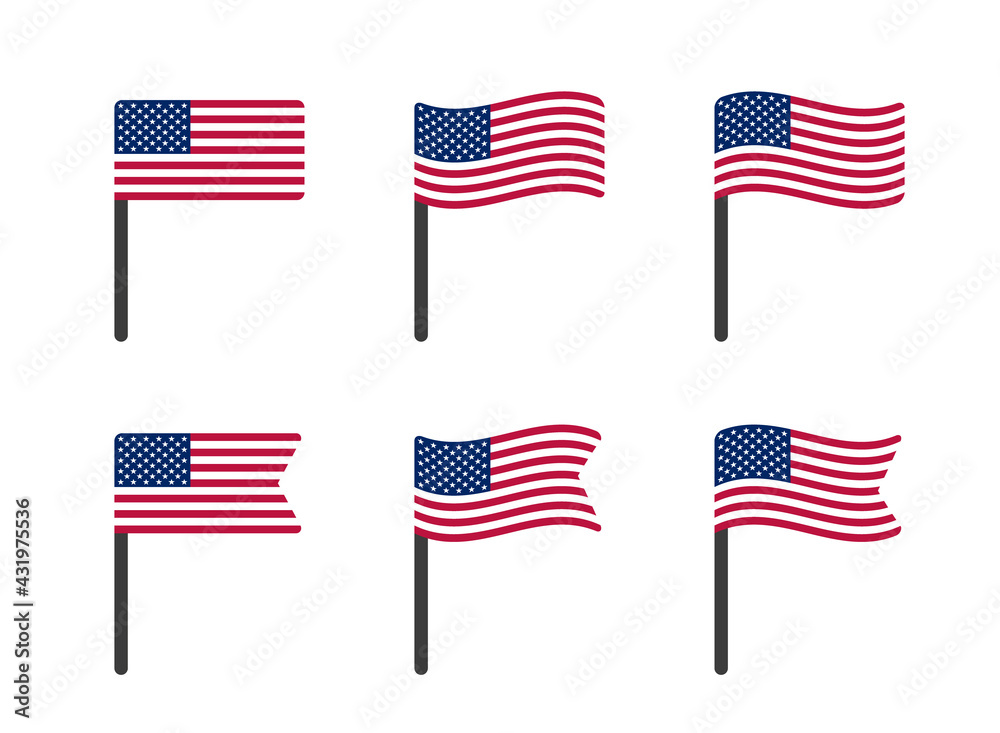 usa flag icons set, national symbol of the United States of America usa flag icons set, national symbol of the United States of America