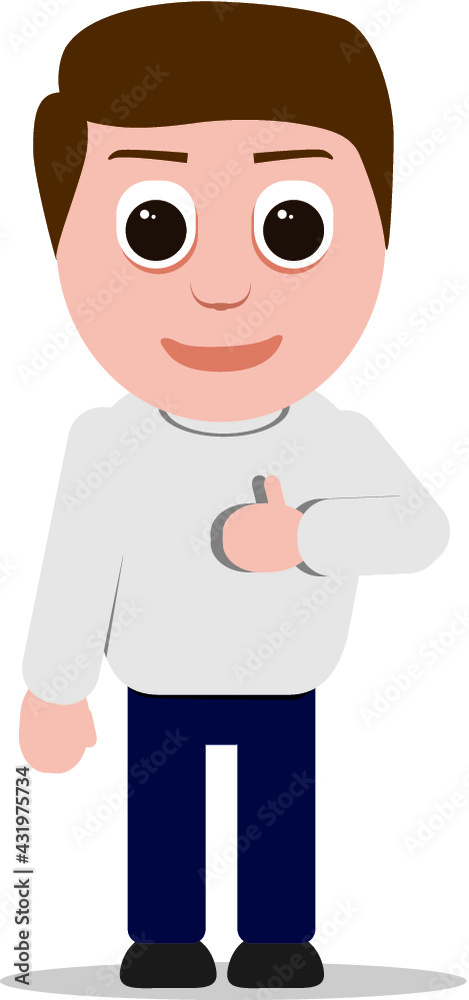 Personaje ilustrado haciendo la señal de me gusta con la mano Personaje ilustrado haciendo la señal de me gusta con la mano