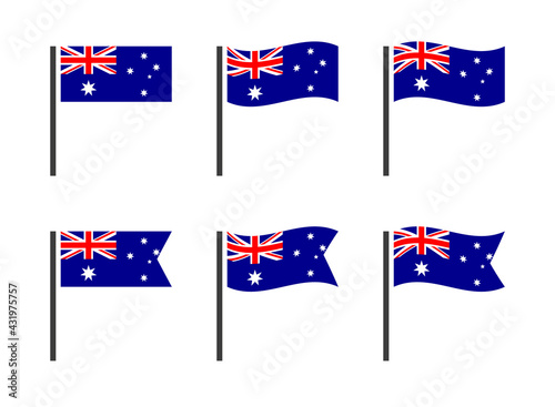 Australia flag symbols set, national flag icons of Commonwealth of Australia
