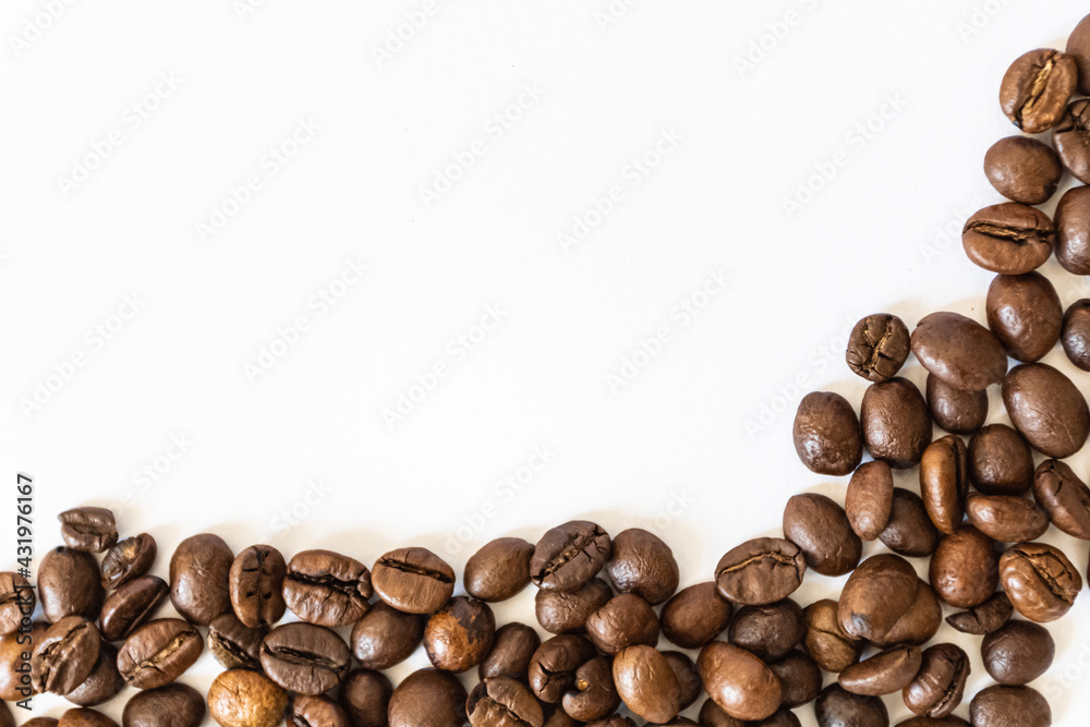 coffee lovers. coffee background. white background with coffee beans for advertisement coffee lovers. coffee background. white background with coffee beans for advertisement
