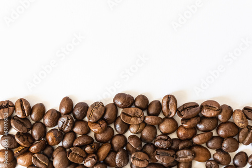 coffee background. white background with coffee beans. coffee lovers