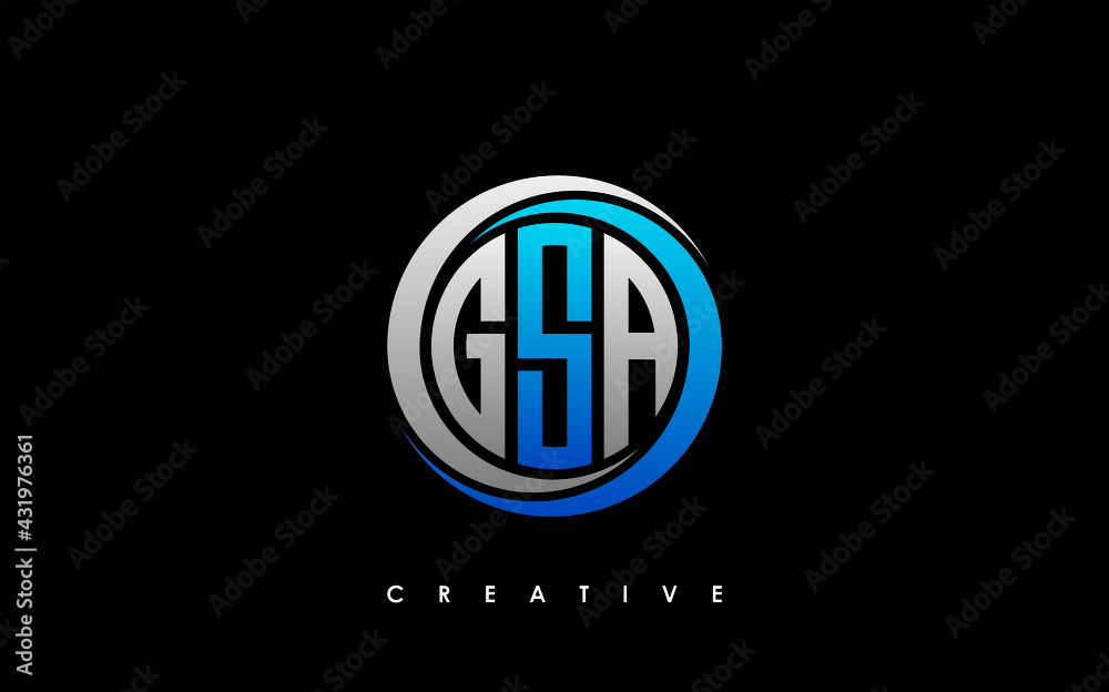 GSA Letter Initial Logo Design Template Vector Illustration