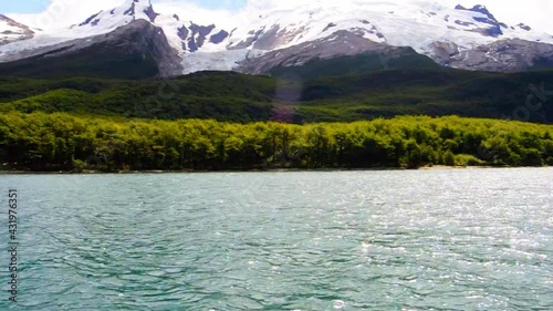 boat honking on the lake in the mountains