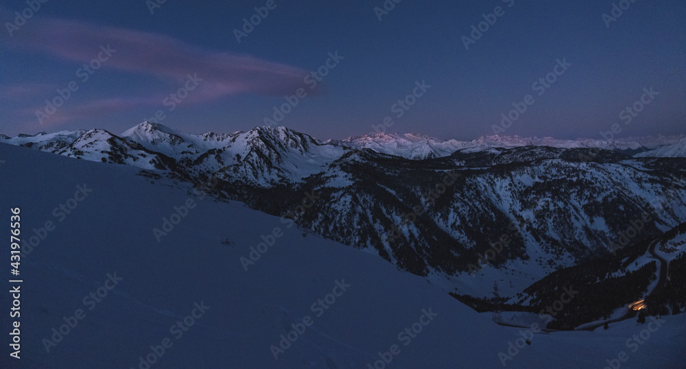 Mountains covered with snow during sunrise Mountains covered with snow during sunrise