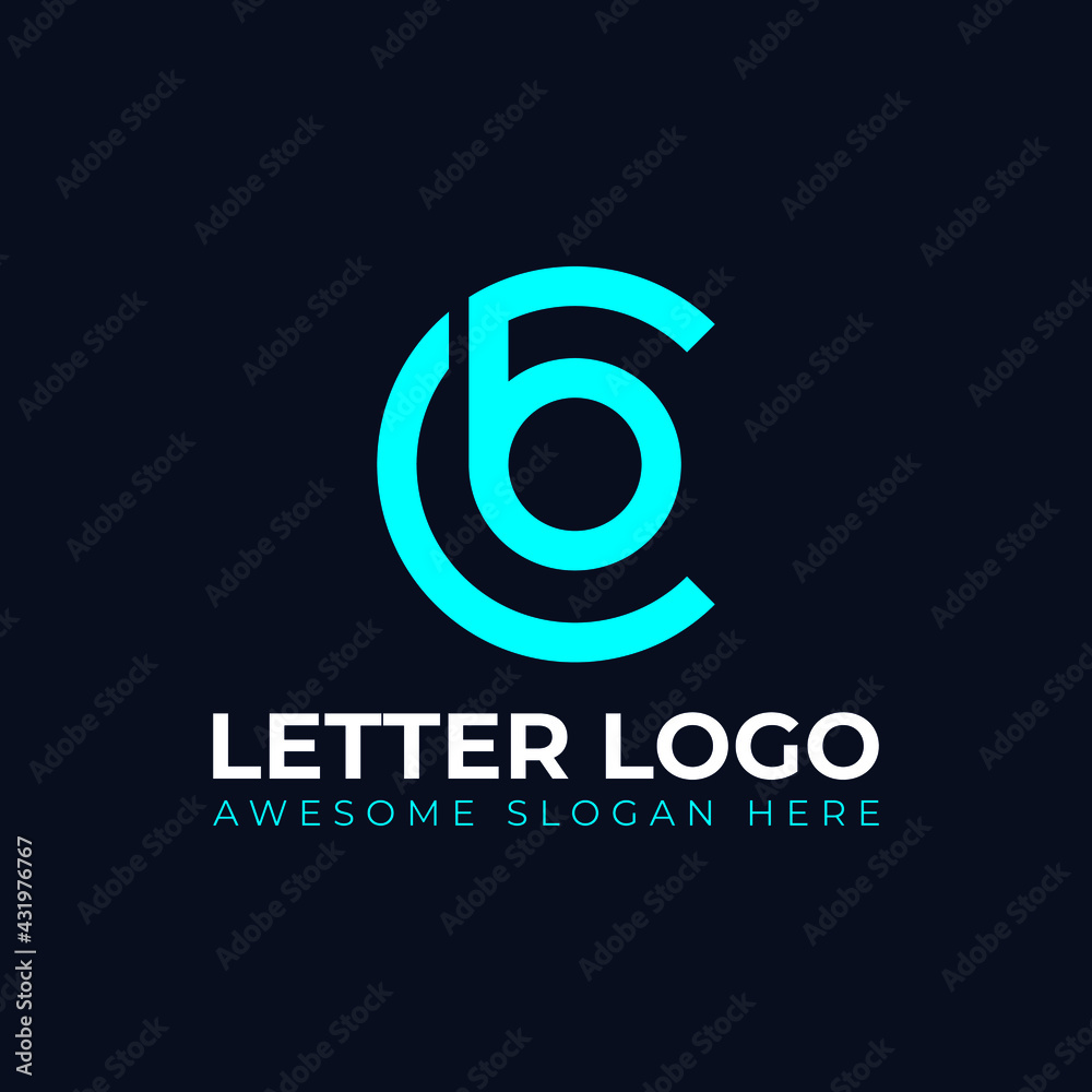 Obraz premium Initial lowercase letter logo cb, bc, b inside c, monogram rounded shape design template