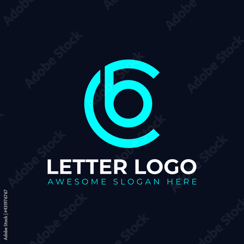 Initial lowercase letter logo cb, bc, b inside c, monogram rounded shape design template