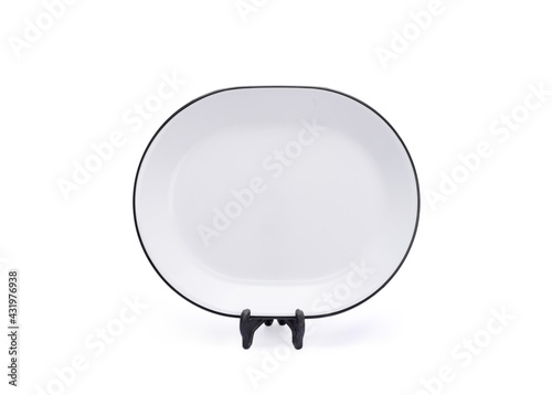 Antique plate on isolated white background