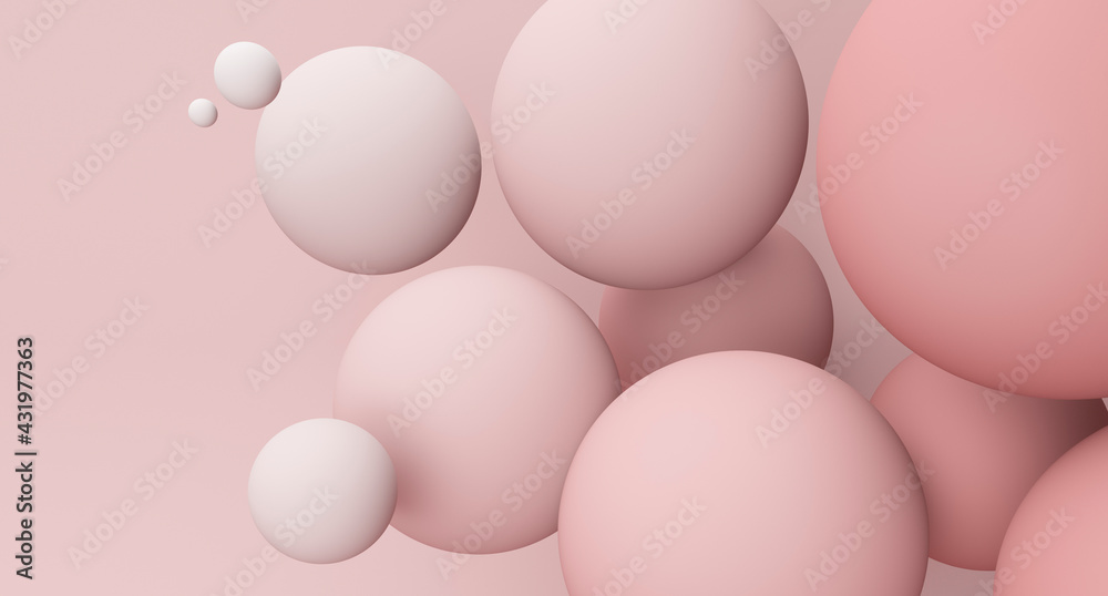 Spheres against pink background