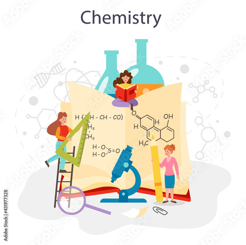 Chemistry studying concept. Chemistry lesson, chemical element molecular