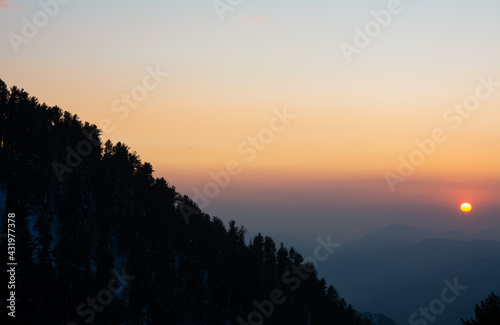 beautiful sunset in the mountains of Mukeshpuri Pakistan
