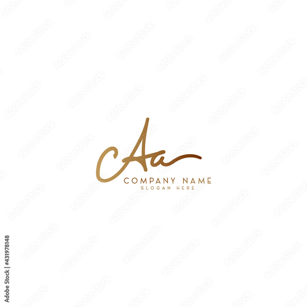 Fototapeta premium AA A A initial handwriting logo template. signature logo concept. Hand drawn Calligraphy lettering illustration.