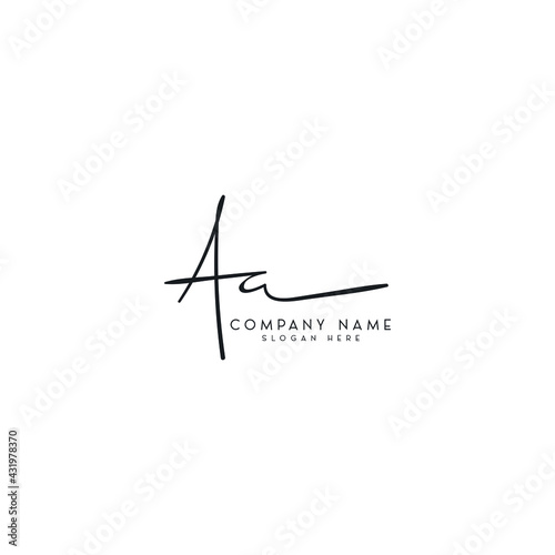 Aa initial letter signature logo template. Aa Handwriting letter logo. photo
