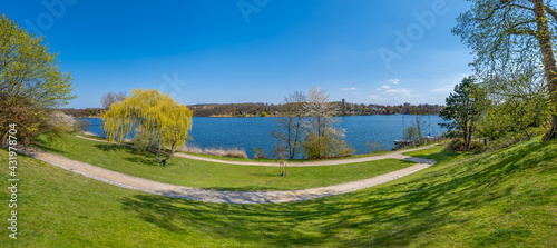 Ratzeburg, Germany. The Ratzeburg Lake (German: Ratzeburger See) in spring. Panoramic view. photo