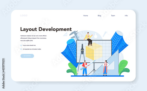 3D modeling web banner or landing page. Digital drawing
