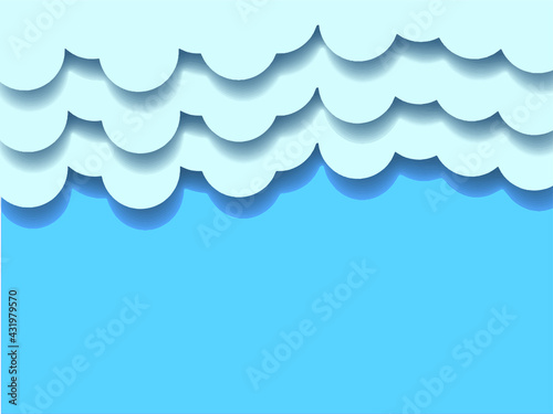 Clouds and sky background in paper cut style. Vector illustration Blue Sky and clouds in digital modern craft paper art design.