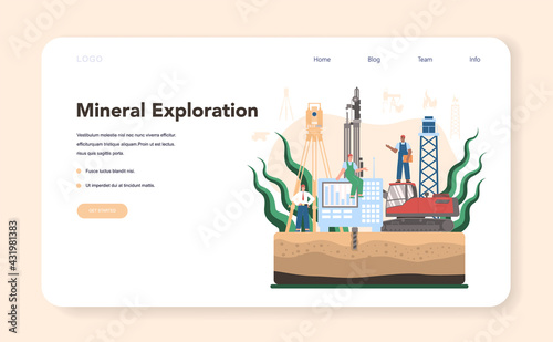 Mining concept web banner or landing page. Mineral and natural resources