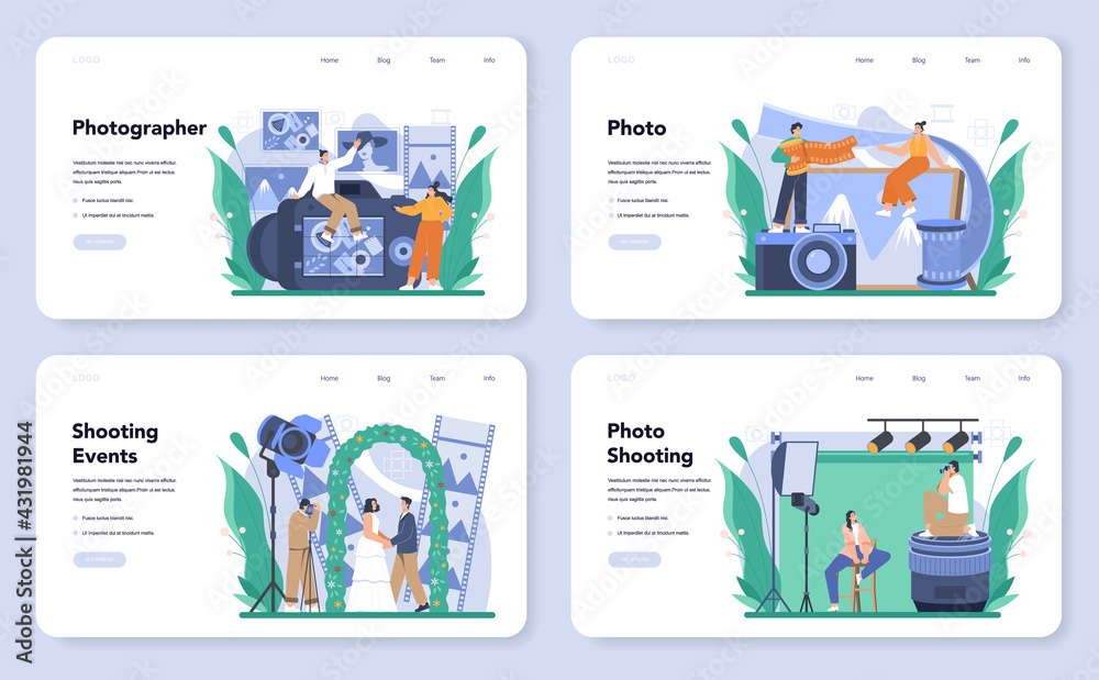 Photographer web banner or landing page set. Professional photographer Photographer web banner or landing page set. Professional photographer