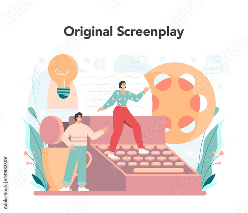 Screenwriter concept. Person create a screenplay for movie.