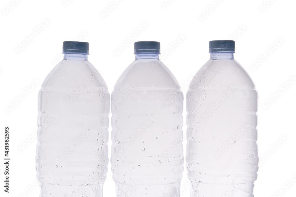 Empty plastic bottle of water on white background . Empty plastic bottle of water on white background .