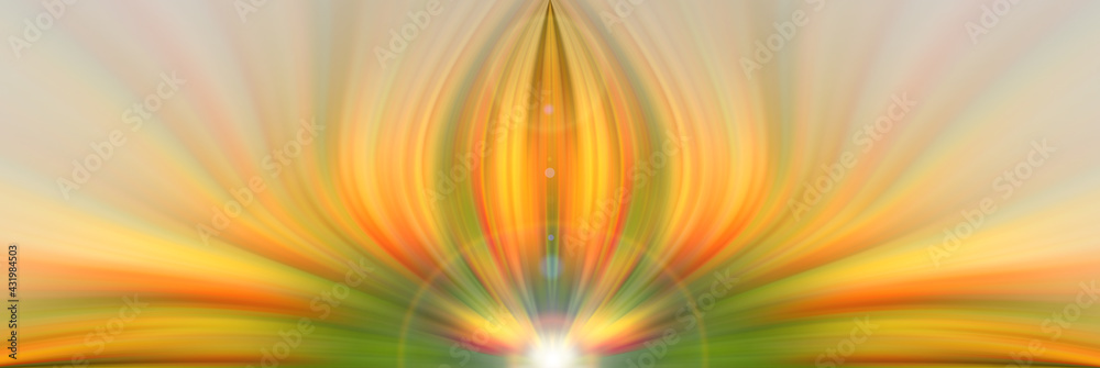 Abstract futuristic multi colored energy flower. Green and orange color background.. Abstract futuristic multi colored energy flower. Green and orange color background..