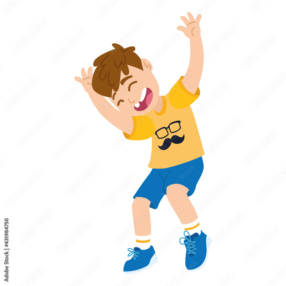 Happy kid playing with both hands on air Happy kid playing with both hands on air