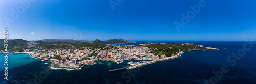 Spain, Mallorca, Cala Ratjada, Aerial view of Cala Gat bay