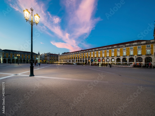 Portugal, Estremadura Province, Lisbon, Praca do Comercio square at dusk photo