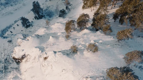 The national park Krasnoyarskie Stolby The Krasnoyarsk Pillars Drone view of Krasnoyarsk Pillars Cliffs Russia Siberia Krasnoyarskiy Kray Krasnoyarsk photo