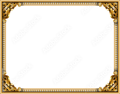 Gold classic frame of the rococo baroque