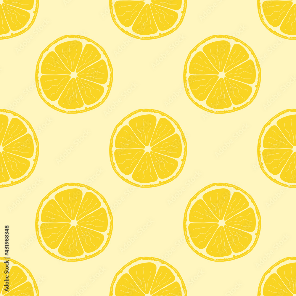 seamless pattern with lemon on yellow background