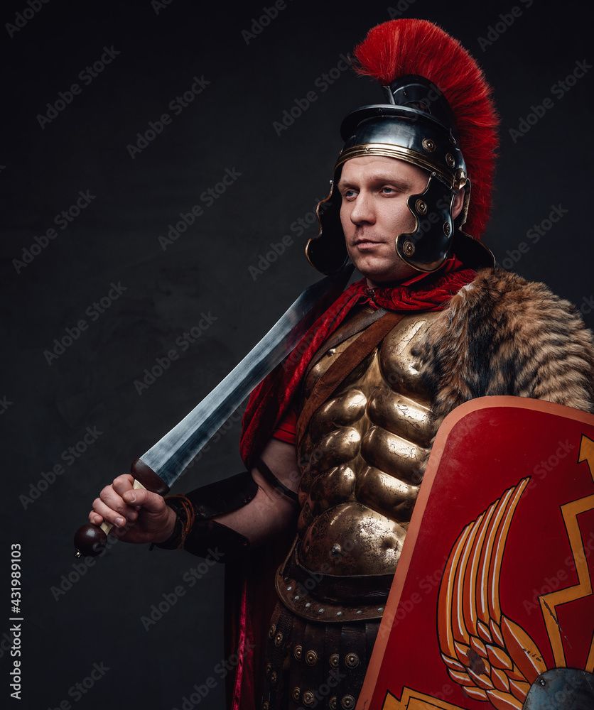 Fototapeta premium Imperial warrior with gladius on his shoulder