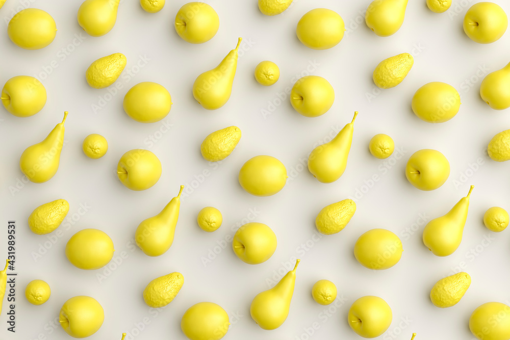 Three dimensional render of yellow fruits Three dimensional render of yellow fruits