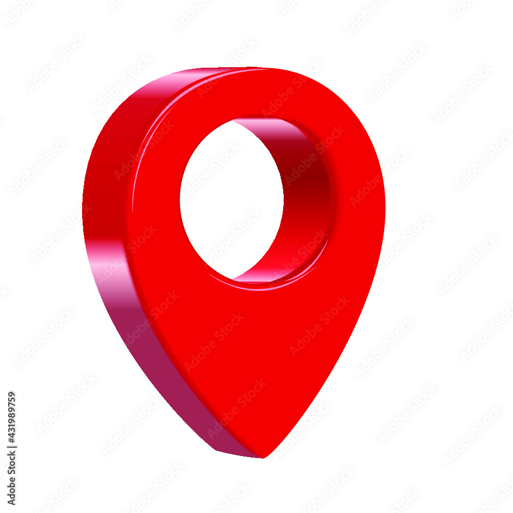 Red map pointer isolated on white background. 3d rendering Red map pointer isolated on white background. 3d rendering