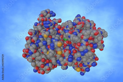 Anaplastic lymphoma kinase in complex with crizotinib. Scientific background. 3d illustration  photo