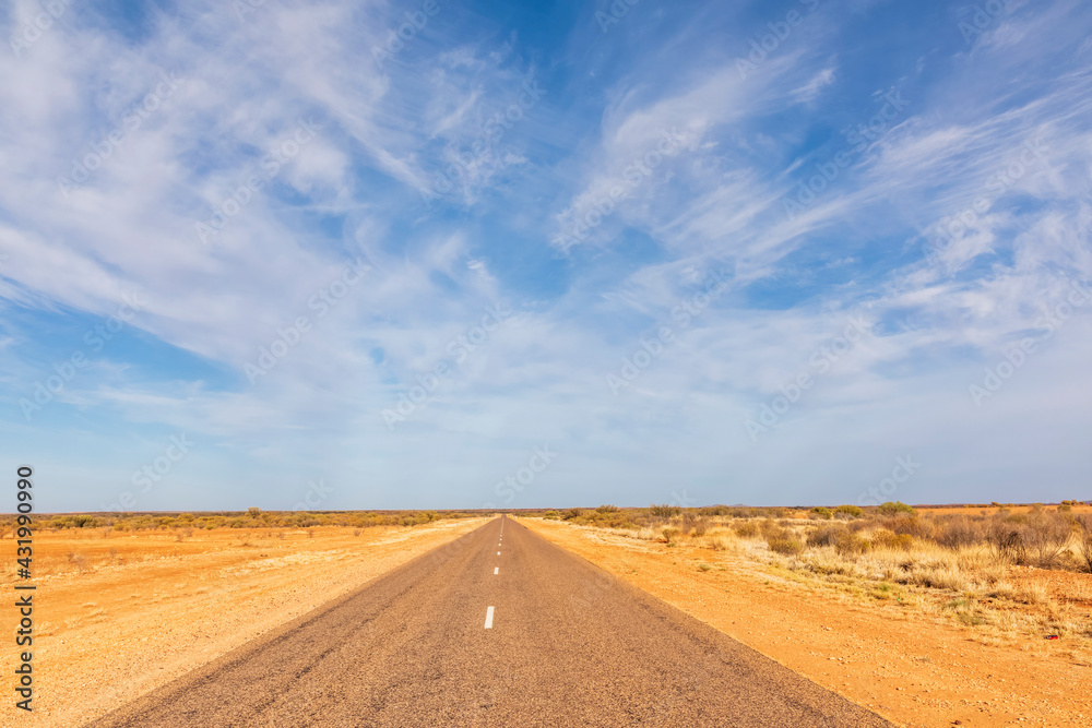 Australia, South Australia, Stuart Highway through desert