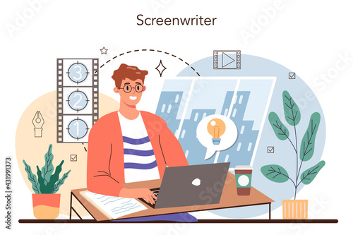 Screenwriter concept. Playwright create a screenplay for movie.
