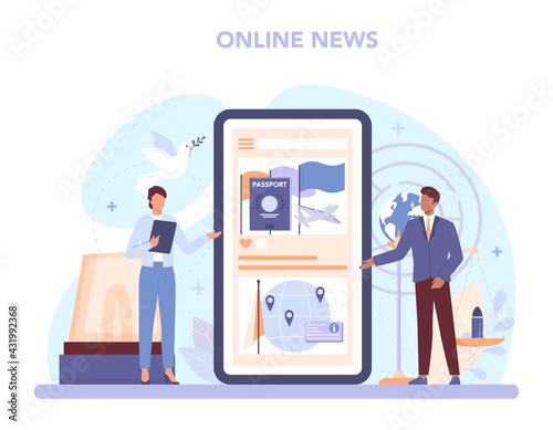 Diplomat online service or platform. Idea of international relations