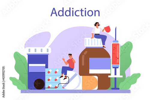 Addiction concept. Idea of medical treatment for addicted people. photo