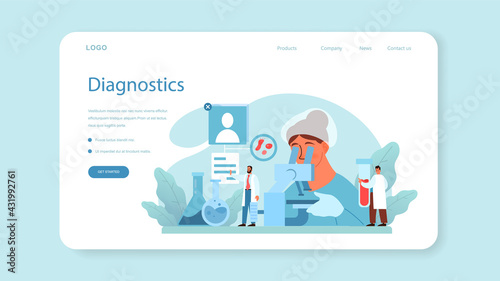 Allergist web banner or landing page. Disease with allergy symptom