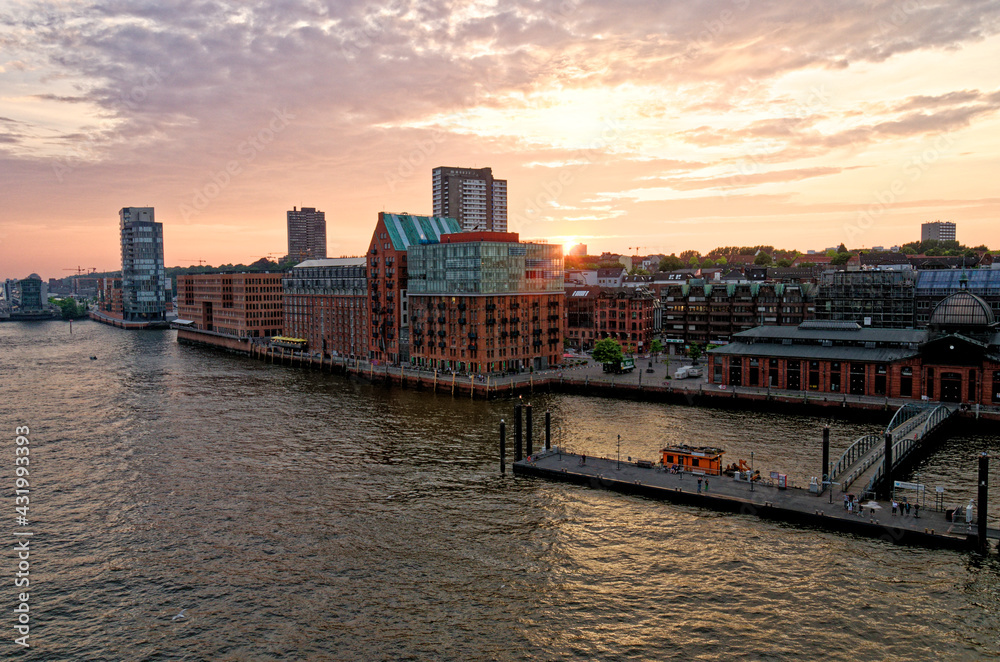 Sailing at the sunset on the River Elbe - Hamburg