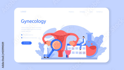 Gynecologist web banner or landing page. Women health. Human anatomy,