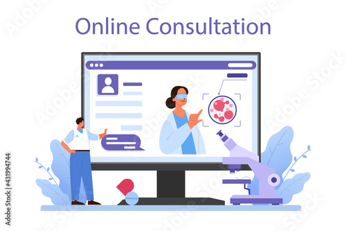 Professional immunologist online service or platform set. Idea of healthcare