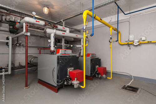 Gas boilers in gas boiler room