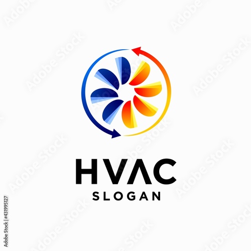 fan logo design, HVAC logo with heating and cooling concept